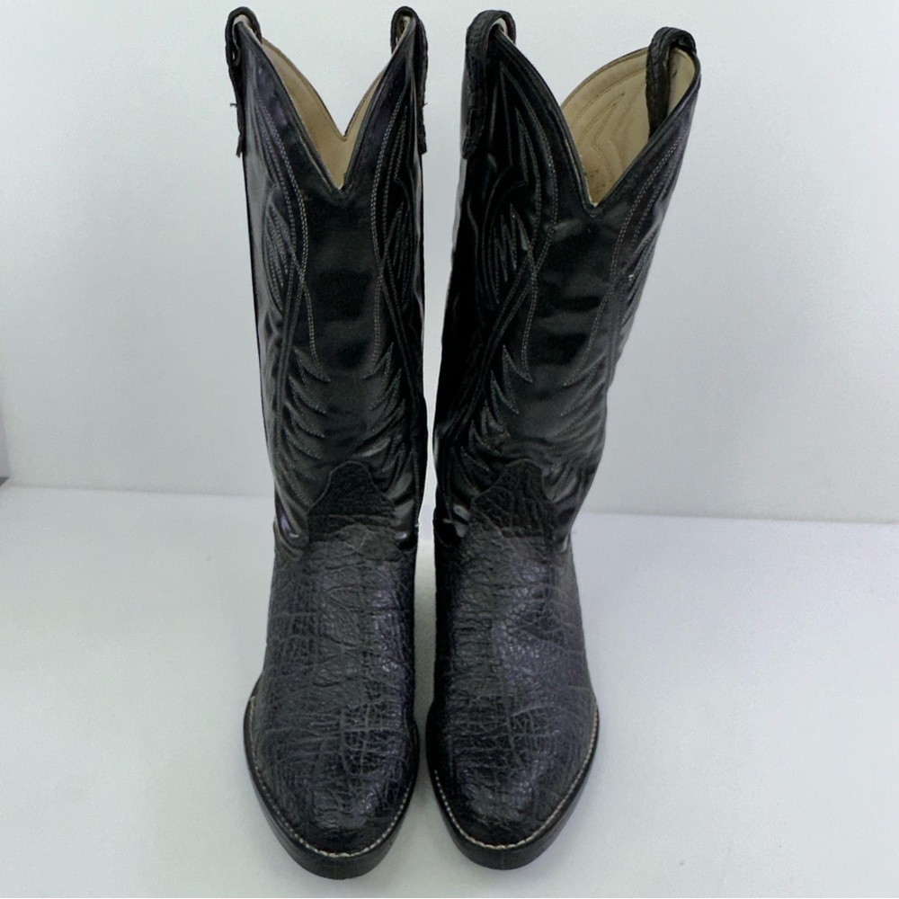 Bronco Men's WM1950 Black Almond Toe Mid-Calf Western Boots - Size 9EE - Picture 3 of 9